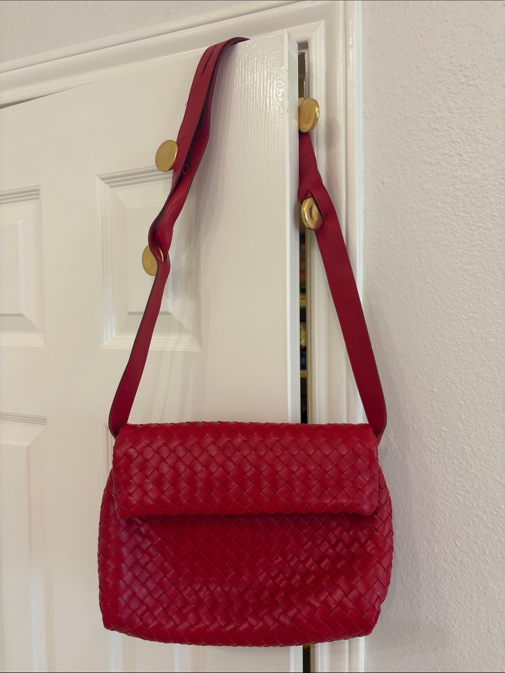 Bottega Veneta Red Intrecciato Shoulder Bag